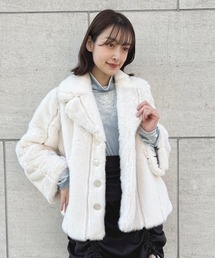 an another angelus | イニシャル釦ストライプエコファーコート(その他アウター)