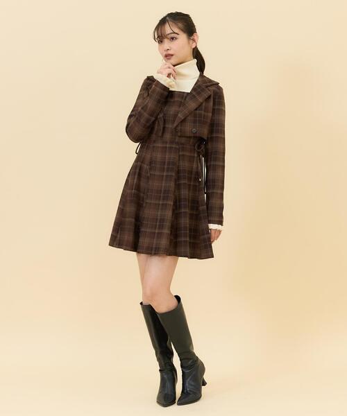 セール】【セットアップ可能】チェックショートダブルジャケット