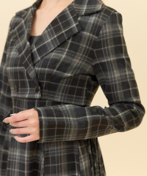 セール】【セットアップ可能】チェックショートダブルジャケット