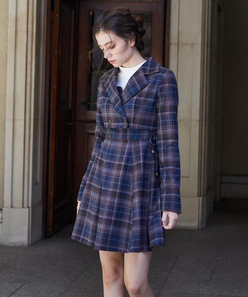 セール】【セットアップ可能】チェックショートダブルジャケット