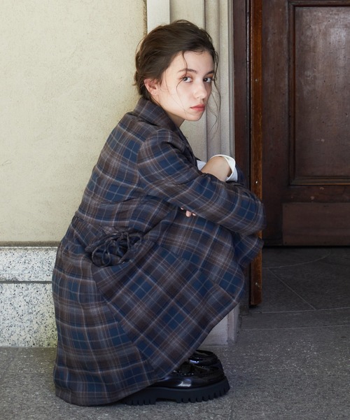 REDYAZEL(レディアゼル)の「【セットアップ可能】チェックショートダブルジャケット(テーラードジャケット・レディース・グレー/ネイビー/キャメル・SMALL/MEDIUM)」の15枚目の写真