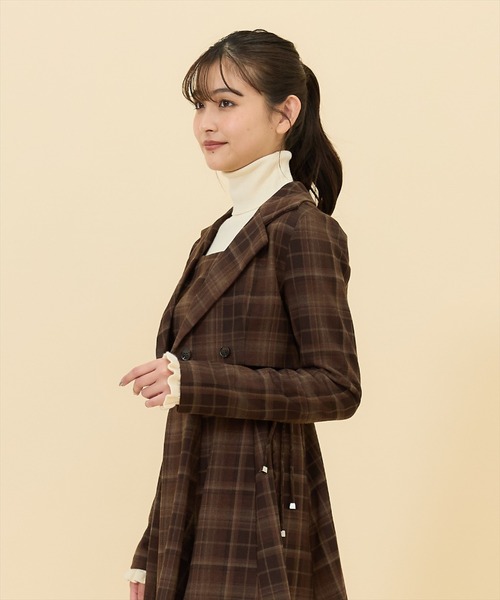 REDYAZEL(レディアゼル)の「【セットアップ可能】チェックショートダブルジャケット(テーラードジャケット・レディース・グレー/ネイビー/キャメル・SMALL/MEDIUM)」の20枚目の写真