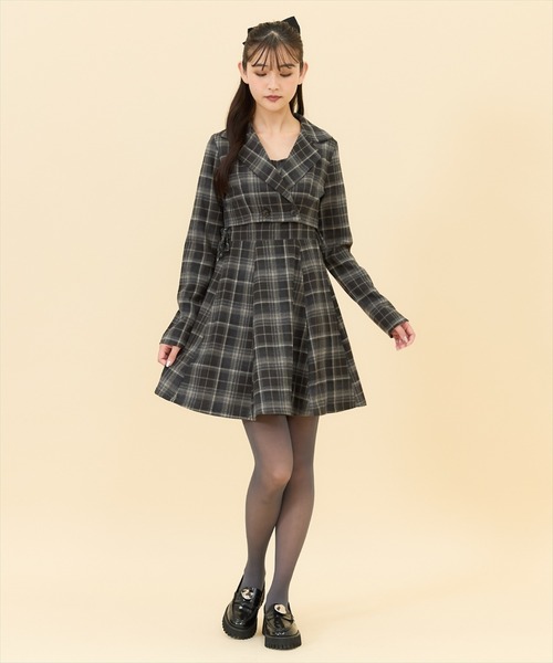 REDYAZEL(レディアゼル)の「【セットアップ可能】チェックショートダブルジャケット(テーラードジャケット・レディース・グレー/ネイビー/キャメル・SMALL/MEDIUM)」の16枚目の写真