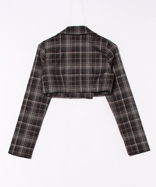 REDYAZEL(レディアゼル)の「【セットアップ可能】チェックショートダブルジャケット(テーラードジャケット・レディース・グレー/ネイビー/キャメル・SMALL/MEDIUM)」の5枚目の写真
