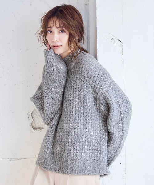 ANY SIS(エニィスィス)の「【洗える】ブークレースパンコール ニット(ニット/セーター・レディース・ライトグレー系/ピンク系/ブルー系/アイボリー系・2)」の12枚目の写真