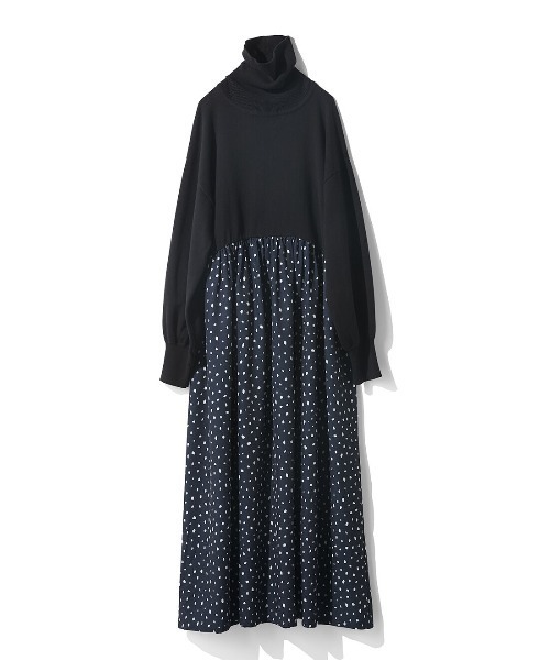 MEDE19F（メデジュウキュウ）の「ＭＥＤＥ１９Ｆ　異素材ドッキングタートルネックワンピース（ワンピース・レディース・ブラック/ブラック系その他・MP/LL/L/M/3L）」の16枚目の写真