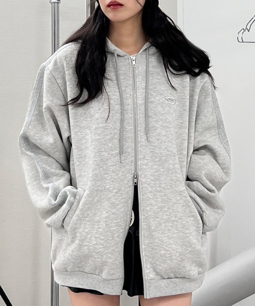 セール】グリッターラインダブルZIPビッグパーカー（パーカー