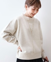モックネック裏起毛プルオーバー