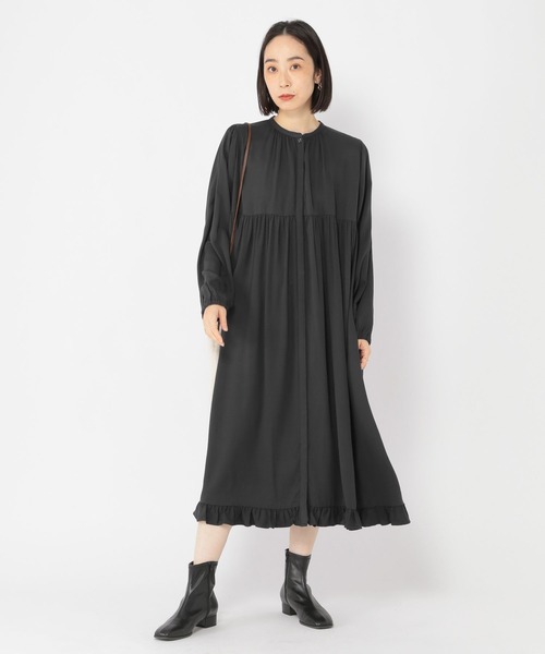 セール】レーヨンギャザー裾フリルワンピース（ワンピース）｜studio