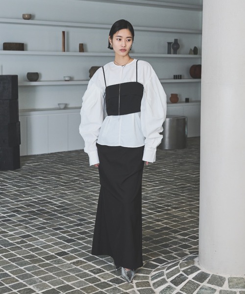 AIC.（エーアイシー）の「ドレープロングスカート（スカート・レディース・ブラウン/ネイビー/ブラック/アイボリー・FREE）」の14枚目の写真