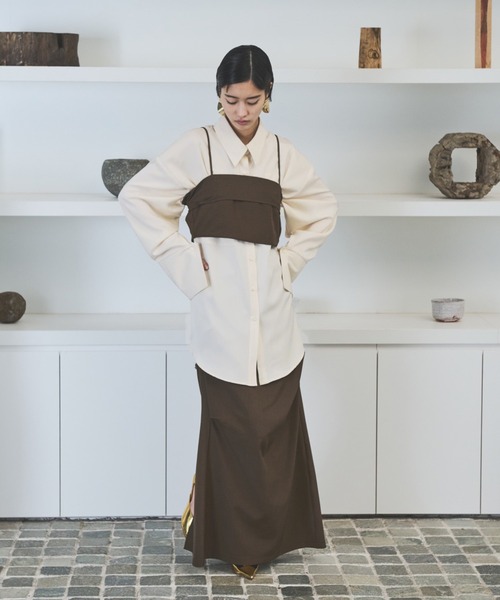 セール】ドレープロングスカート/セットアップ可能（スカート