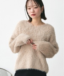 ラメシャギー Vネックニット