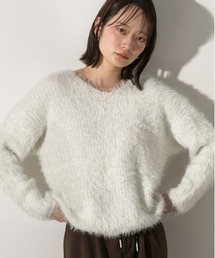ラメシャギー Vネックニット