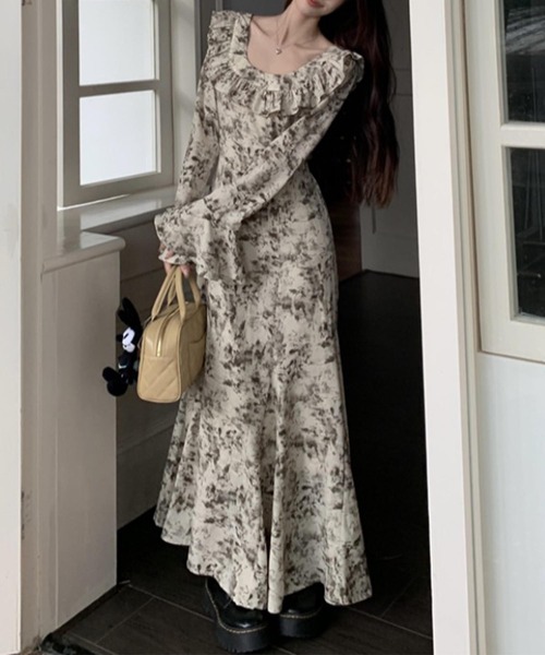 セール】ヴィンテージフラワーフリルワンピース（ワンピース）｜aimoha