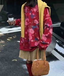 【HOOK】for　girls 花柄プリントスウェット　裏フリース