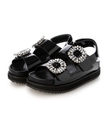 ビジュー付きブラックスエードミュール ビジュー付きブラックスエードミュール ビジュー ミュール