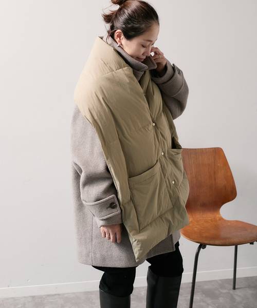 JOURNAL STANDARD（ジャーナルスタンダード）の「ナイロンタフタダウンマフラー（マフラー・レディース・ブラック/ベージュ・FREE）」の16枚目の写真