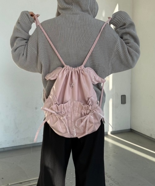 nemne store(ネンネストア)の「【Seoup / 肩紐調節可能】エンジェルリボンナップザック(バックパック/リュック・レディース・ホワイト系/ピンク系/グリーン系・フリー)」の18枚目の写真