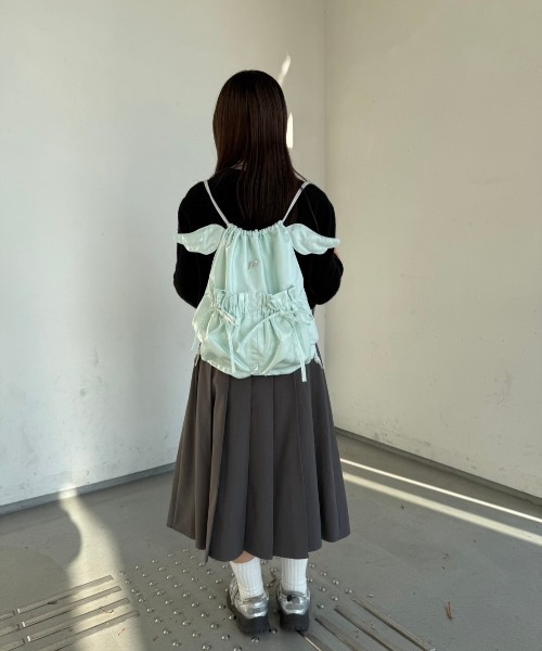 nemne store(ネンネストア)の「【Seoup / 肩紐調節可能】エンジェルリボンナップザック(バックパック/リュック・レディース・ホワイト系/ピンク系/グリーン系・フリー)」の14枚目の写真