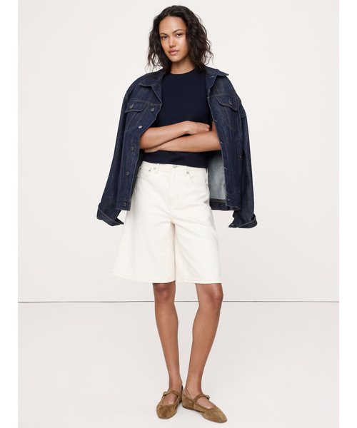 Banana Republic(バナナリパブリック)の「ライトウェイト カシミヤ ショートスリーブ セーター(ニット/セーター・レディース・ホワイト×ネイビー/グリーン/ピンク/ブルー/アイボリー/ネイビー・XS/L/M/S)」の13枚目の写真