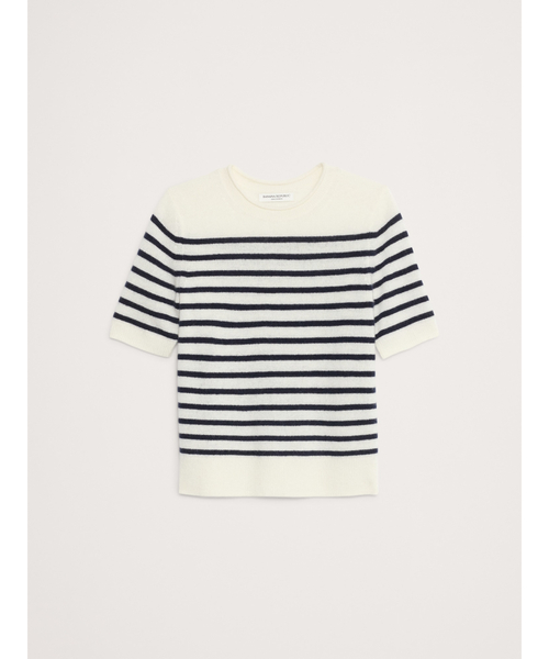 Banana Republic(バナナリパブリック)の「ライトウェイト カシミヤ ショートスリーブ セーター(ニット/セーター・レディース・ホワイト×ネイビー/グリーン/ピンク/ブルー/アイボリー/ネイビー・XS/L/M/S)」の19枚目の写真