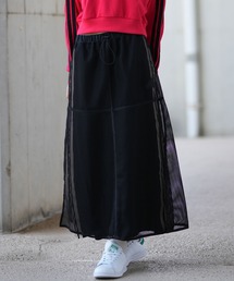 adidas 黒メッシュ 2枚重ねスカート adidas スカート adidas/アディダス スリーストライプス ルーズ