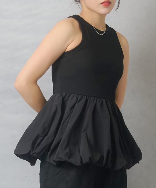 Lull（ルル）の「【Lull / ルル】ボリュームペプラムカップ付きタンクトップ（タンクトップ・レディース・オフホワイト/ブラック/チャコール・ONESIZE）」の12枚目の写真