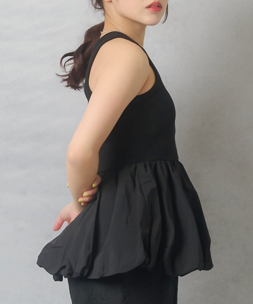 Lull（ルル）の「【Lull / ルル】ボリュームペプラムカップ付きタンクトップ（タンクトップ・レディース・オフホワイト/ブラック/チャコール・ONESIZE）」の13枚目の写真