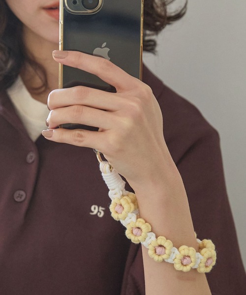 セール】フラワー スマホ ハンドストラップ（スマホグッズ