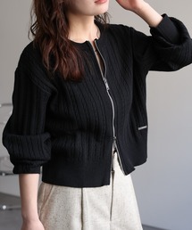 ap retro | プレート付ベビーケーブルZIPカーデ《動画あり》(カーディガン/ボレロ)