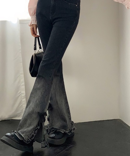 リュクス モード フリル ストリート 使える  デニムパンツ セール】【Un】【it】【Lilamusant(リラミュゾン)】ヴィンテージ