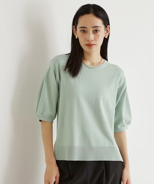 THE SHOP TK (ザ ショップ ティーケー )の「【接触冷感/体型カバー】袖タック6分袖ニット/洗濯機OK/UVケア(ニット/セーター・レディース・スミクロ/サンドベージュ/グリーン系/オレンジ系/アイボリー・12/13)」の19枚目の写真