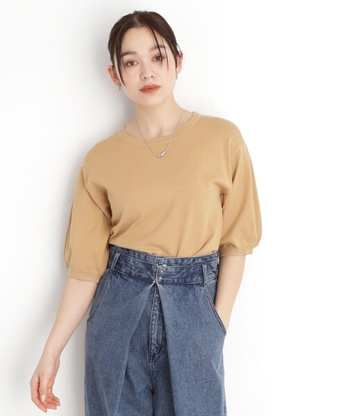 THE SHOP TK (ザ ショップ ティーケー )の「【接触冷感/体型カバー】袖タック6分袖ニット/洗濯機OK/UVケア(ニット/セーター・レディース・スミクロ/サンドベージュ/グリーン系/オレンジ系/アイボリー・12/13)」の22枚目の写真