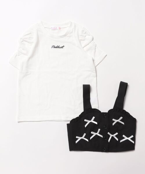 PINKHUNT（ピンクハント）の「PINKHUNT ピンクハント ミニリボンビスチェ付き Tシャツ 0522K （ボトムス別売り）（Tシャツ/カットソー・キッズ・ベージュ/ブラック・120cm/130cm/140cm/150cm/160cm）」の8枚目の写真