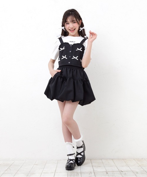 PINKHUNT（ピンクハント）の「PINKHUNT ピンクハント ミニリボンビスチェ付き Tシャツ 0522K （ボトムス別売り）（Tシャツ/カットソー・キッズ・ベージュ/ブラック・120cm/130cm/140cm/150cm/160cm）」の10枚目の写真