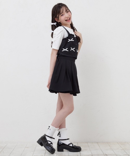 PINKHUNT（ピンクハント）の「PINKHUNT ピンクハント ミニリボンビスチェ付き Tシャツ 0522K （ボトムス別売り）（Tシャツ/カットソー・キッズ・ベージュ/ブラック・120cm/130cm/140cm/150cm/160cm）」の20枚目の写真