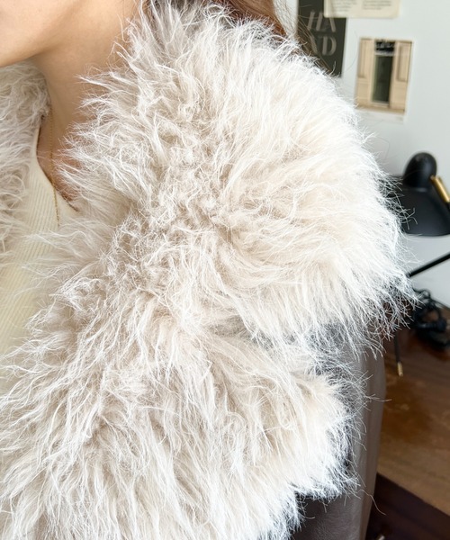 moment+（モーメントプラス）の「フェイクレザー×シープファームートン風裏地キルトライダースジャケットブルゾン（ライダースジャケット・レディース・ブラウン/ブラック・L/M）」の21枚目の写真