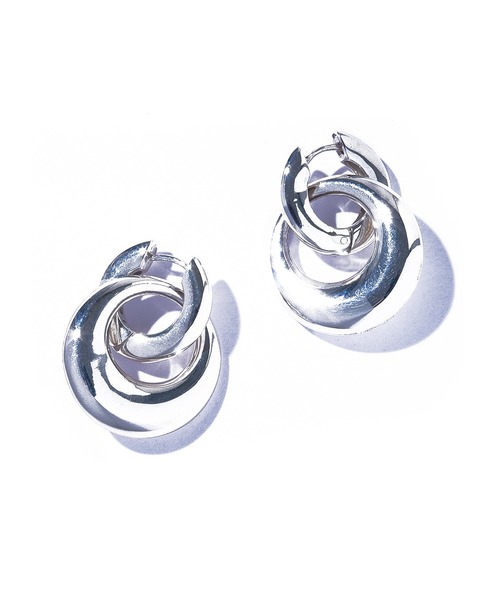 quip queint(クイップクエイント)の「【quip queint】trive double hoop pierce/ボウリング ダブル フープ ピアス QU178(ピアス(両耳用)・レディース・シルバー・FREE)」の2枚目の写真