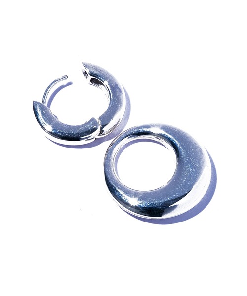 quip queint(クイップクエイント)の「【quip queint】trive double hoop pierce/ボウリング ダブル フープ ピアス QU178(ピアス(両耳用)・レディース・シルバー・FREE)」の4枚目の写真