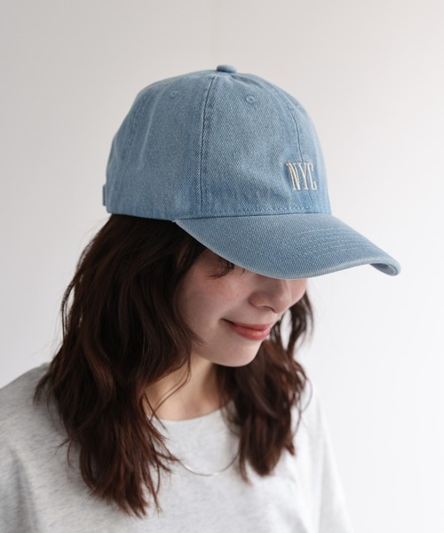 セール】NYCロゴ刺繍ウォッシュ加工デニムキャップ / 紫外線対策