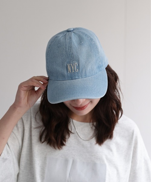 セール】NYCロゴ刺繍ウォッシュ加工デニムキャップ / 紫外線対策