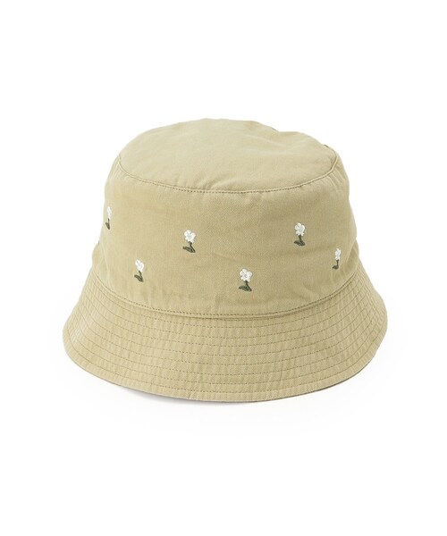 ITS'DEMO（イッツデモ）の「【抗菌防臭／手洗い可／サイズ調整可】フラワー刺繍バケットハット（ハット・レディース・アイボリー/ブラック/ベージュ・00）」の2枚目の写真