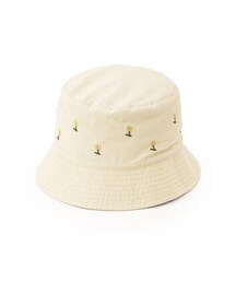 【抗菌防臭／手洗い可／サイズ調整可】フラワー刺繍バケットハット