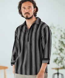 Magine | ms6045-Striped Fabric Skipper & pullover design 3-4 Sleeve shirt 7分袖シャツ(シャツ/ブラウス)