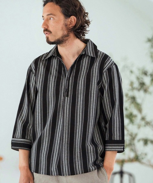 ms6045-Striped Fabric Skipper & pullover design 3-4 Sleeve shirt 7