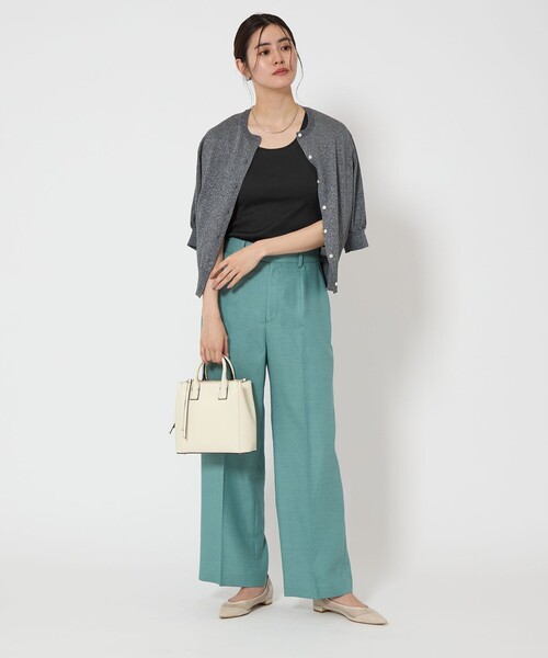 green label relaxing（グリーンレーベルリラクシング）の「ブライトリブ スクープネック タンクトップ -制菌-（タンクトップ・レディース・ブラック/オフホワイト/モカ・FREE）」の7枚目の写真