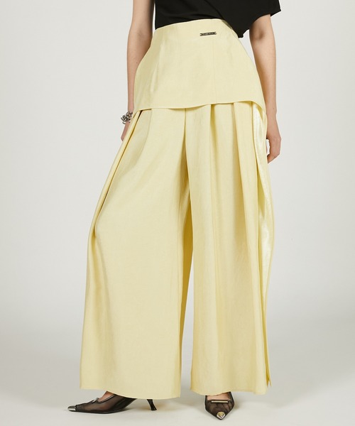 PRANK PROJECT（プランクプロジェクト）の「レイヤードサテンボリュームパンツ / Layered Satin Volume Pants（その他パンツ・レディース・アイボリー/ブラック/ライトイエロー・36/38）」の16枚目の写真