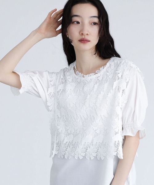 somari imagination（ソマリ イマジネーション）の「『レースベスト×ブラウスセット』（シャツ/ブラウス・レディース・オフホワイト/ブラック・2/1）」の6枚目の写真