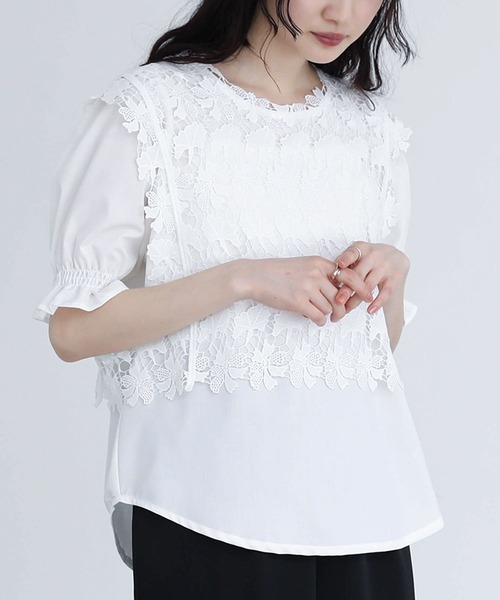 somari imagination（ソマリ イマジネーション）の「『レースベスト×ブラウスセット』（シャツ/ブラウス・レディース・オフホワイト/ブラック・2/1）」の3枚目の写真