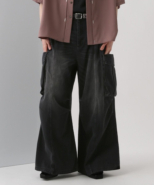 HARE（ハレ）の「デニムワイドカーゴパンツ(HARE)（カーゴパンツ・メンズ・ブルー/ブラック・SMALL/MEDIUM）」の18枚目の写真